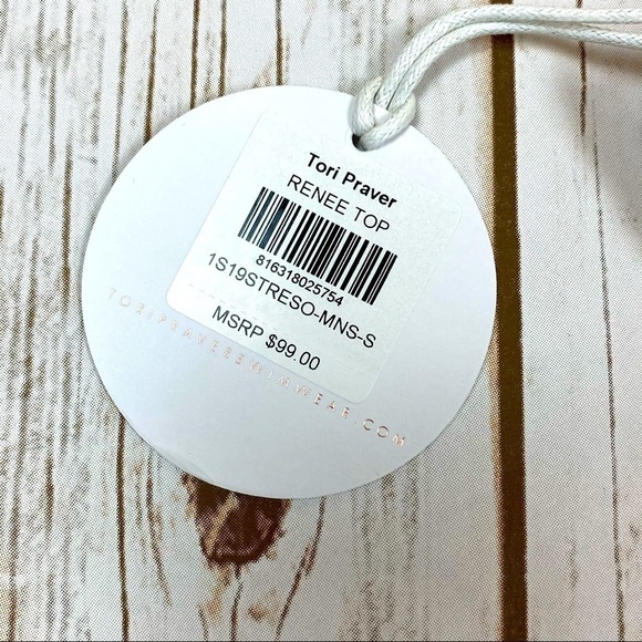 Tori Praver‎ Renee Smocked Bandeau Bikini Top Moonstone Size Small - Picture 6 of 7